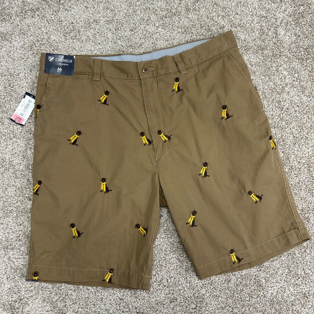Cremieux Madison Shorts Men Size 36 New All Over Embroidered Dogs Labrador‎
